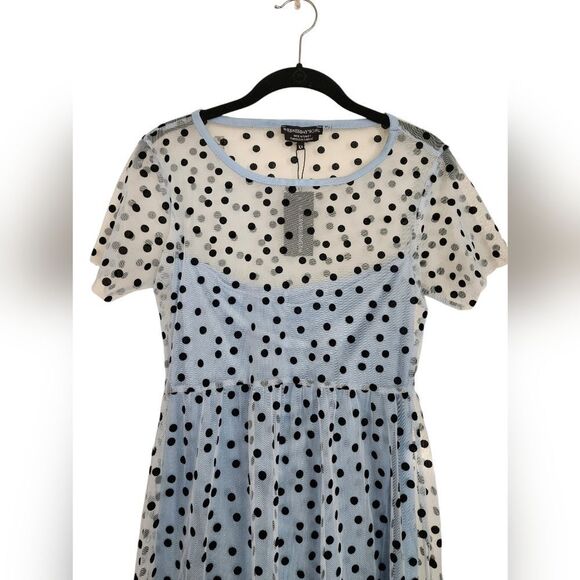 Wednesday's Girl dress light blue/ polka dots, Size XS, NWT - Picture 3 of 4